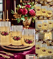 French Old Country Roses Set Of 3 LED Candles Victorian Style Coffee Table Decor