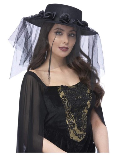 Gothic black widow funeral - gothic, hat