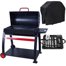 Emberman Large Barrel Barbecue with Free Heavy-Duty Cover & Deluxe BBQ Tool Set