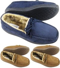 Mens moccasins warm - faux, suede