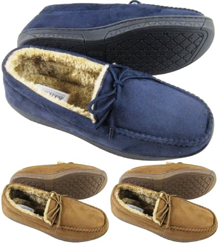 Mens moccasins warm faux suede - mens,