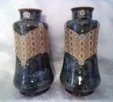 RARE Antique Royal Doulton Lambeth vases - signed Florrie Jones - EXCELLENT