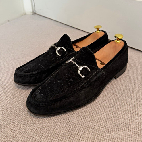 Gucci black suede horsebit - black,