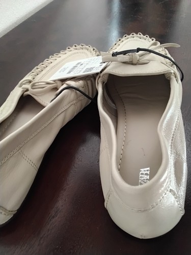 Zara beige cream loafers - beige, size