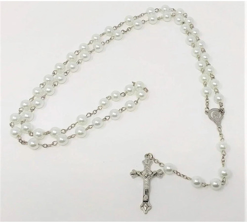 White rosary beads - rosary, with