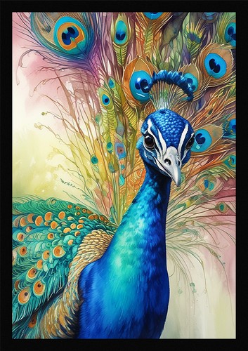 Peacock art graceful framed - peacock,