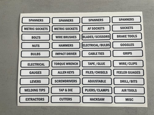 Toolbox drawer label stickers - ,