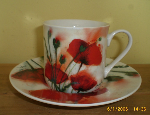 Poppy tea cup - poppy, and