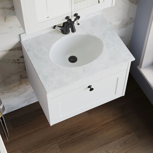Wall mounted 600mm 1draw basin - wall,