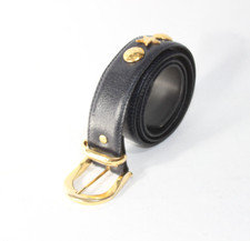 Womens Leather Belt 33" Navy Blue Vintage