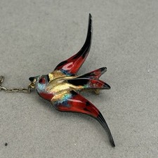 Vintage lucite swallow bird brooch multicolourd  scatter pin