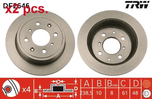 Pcs rear brake disc - x2,
