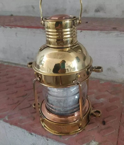 Nautical brass lamp ship - nautical,