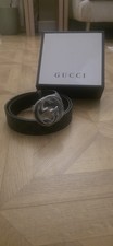 Black Gucci Belt With Silver