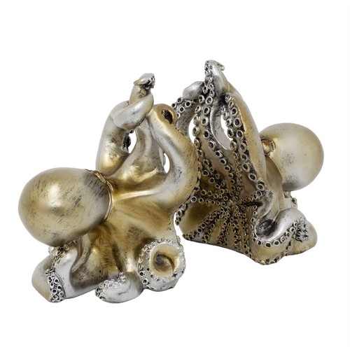 Silver octopus book ends - ends, |