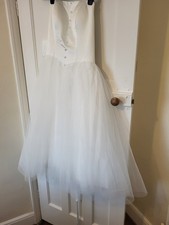 Tea Length Bridal satin and netting Dress Women's Wedding Attire