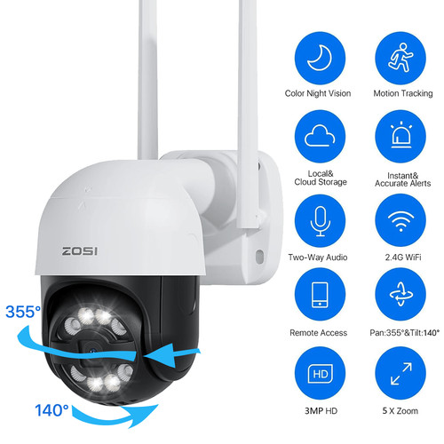 Zosi 3mp ptz - ptz, wireless