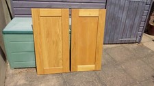 1 pair solid light oak shaker kitchen unit doors 895mm h x 450mm w-in vgc