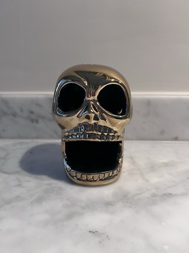 Gold skull ceramic tealight - gold,