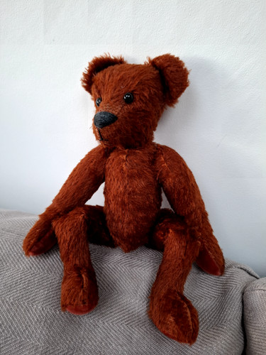 Antique teddy bear brown - bear, red