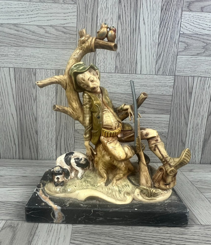 Sleeping man with dog figurine - sleeping,