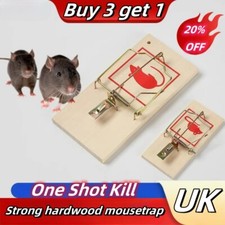 2 Wooden Mouse Traps Traditional Mice Rodent Pest Control Trap Reusable Durable
