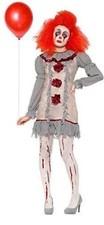 Size S Adult Vintage Clown Lady Pennywise Costume Halloween Horror Fancy Dress