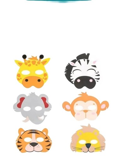 Animals party masks - animals, 6pk