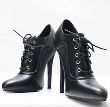 Extreme 5.5" high heel brogue stiletto lace up patent shoes 13-15cm