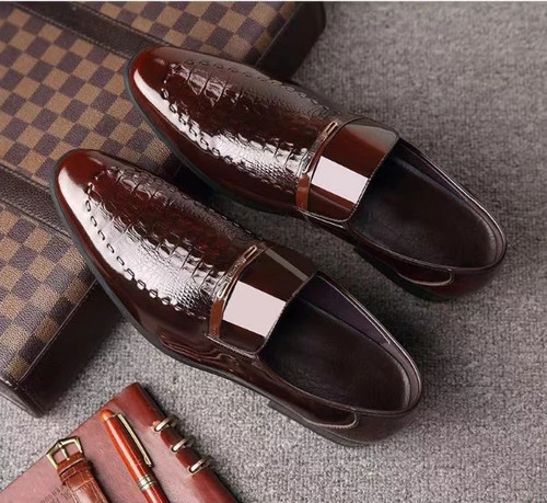 Men slip leather flat - men, on