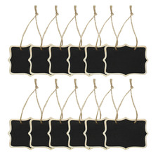 12x Mini Rectangle Chalkboards Double Sided Black Board for Message Signs Labels