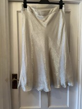 DAKS Silver & White Silk Mix Shimmering Sparkly A-Line Skirt, UK 14