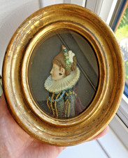 FINE VICTORIAN WAX MINIATURE PORTRAIT QUEEN ELIZABETH I FOLLOWER OF SAMUEL PERCY