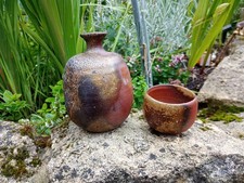 Antique Wood-fired Bizen Sake Set, Tokkuri And Guinomi