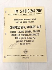TM 5-4310-247-20P Dept Army 1966 Rotary Air Compressor Diesel Engine Joy Model 