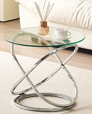 Round Tempered Glass Lamp Side