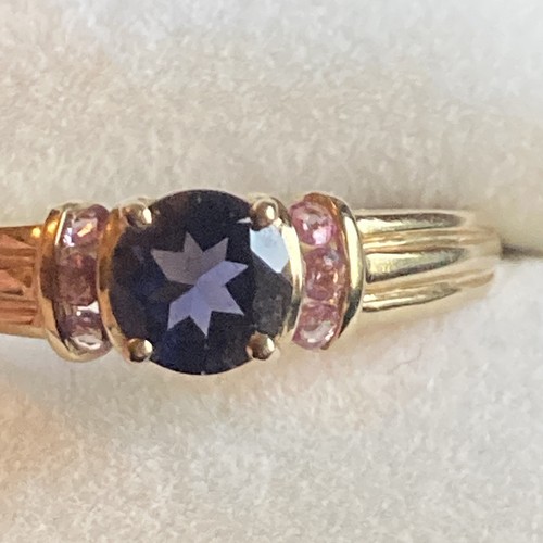 9ct yellow gold lolite pink - yellow,