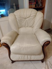 Cream Leather Armchair