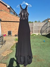 Black Sequined and Silver Jewelled Prom Dress with Cream underlay and shawl XXS