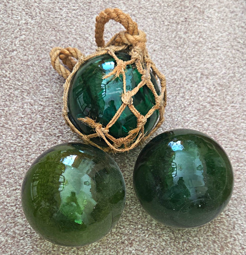 Green glass fishing floats - fishing,