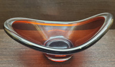 large ruby red art glass oval