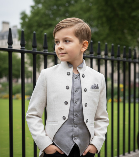 Boys white satin formal party - satin,