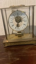 Vintage Glass & Brass Electric Pendulum Clock Meinhart & Oberdell Working