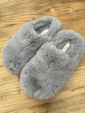 Fatface Freya Faux Fur Grey Fluffy Mule Slippers Size Small BNWT
