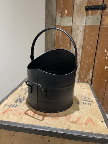 Black metal coal bucket - coal,