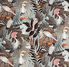 Cockatoos Printed Cotton Fabric Costa Rica Paradise for Curtains Blinds Craft