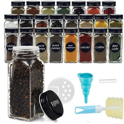 48pcs glass spice jars with - 24/48pcs,