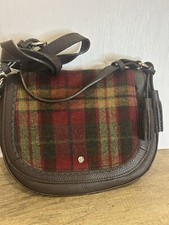 Laura ashley bag Moon Wool Tartan Fabric Shoulder Satchel Saddle Bag (HB1)