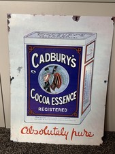 Large Vintage ORIGINAL CADBURY'S COCOA ESSENCE METAL SIGN