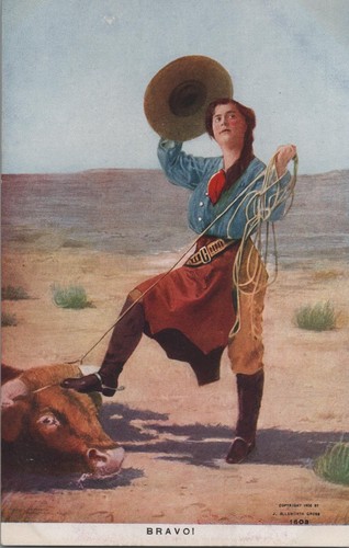 1905 cowboy lassoing steer - cowboy,